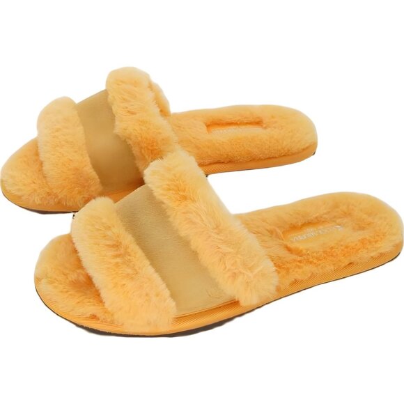 Koolaburra by UGG Milo Fuzzy Slide Slippers Amber Yellow Women's US 5M - Picture 2 of 6